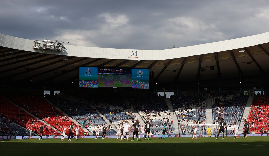 Pohled na stadion v Glasgow při utkání Chorvatsko - Česko