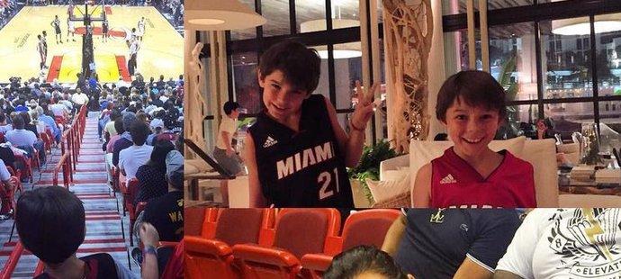 Šeredová vzala děti na basketbal, viděli Miami Heat.