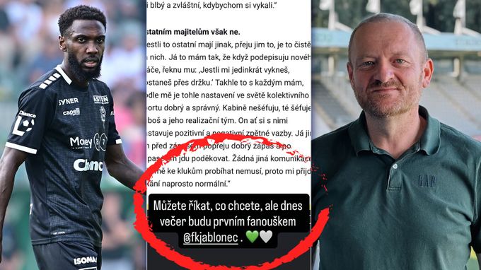 Alégué odpovídá Střeštíkovi: Můžete říkat, co chcete, ale večer budu prvním fanouškem Jablonce Alégué odpovídá Střeštíkovi: Můžete říkat, co chcete, ale večer budu prvním fanouškem Jablonce