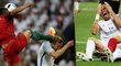 Zatímco útočník Anglie Harry Kane odmítl přehrávat bolest po ostrém zákroku, obránce Realu Pepe se zachoval opačně