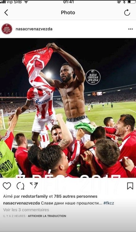 Jeden z 50 Kangových příspěvků na Instagramu, kterým si připomněl angažmá v Crvené Zvezdě