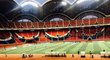 Na obří stadion v Pchojngjangu moc diváků nedorazilo
