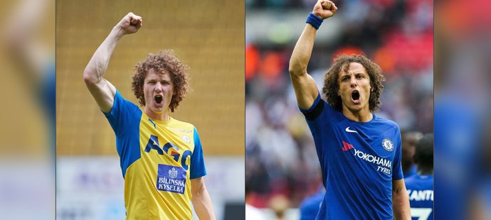 Alex Král jako David Luiz. Dva hráči, kteří jsou si podobní nejen kudrnatými vlasy, v koláži pro Sport Magazín