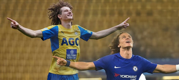 Alex Král jako David Luiz. Dva hráči, kteří jsou si podobní nejen kudrnatými vlasy. (Fotografie vznikla v době, kdy Alex Král nastupoval za Teplice)