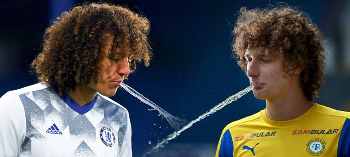 Alex Král jako David Luiz. Dva hráči, kteří jsou si podobní nejen kudrnatými vlasy, v koláži pro Sport Magazín