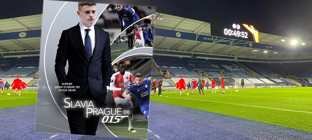 Záložník Leicesteru Harvey Barnes jako James Bond před zápasem se Slavií