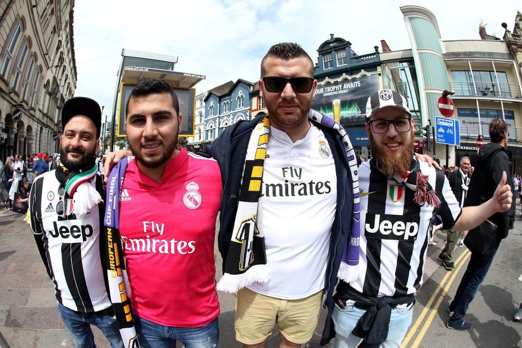 Fanoušci Realu Madrid a Juventusu před finále Ligy mistrů