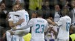 Radost fotbalistů Realu Madrid po brance Karima Benzemy