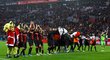 Radost fotbalistů Leverkusenu po vítězství v Lipsku