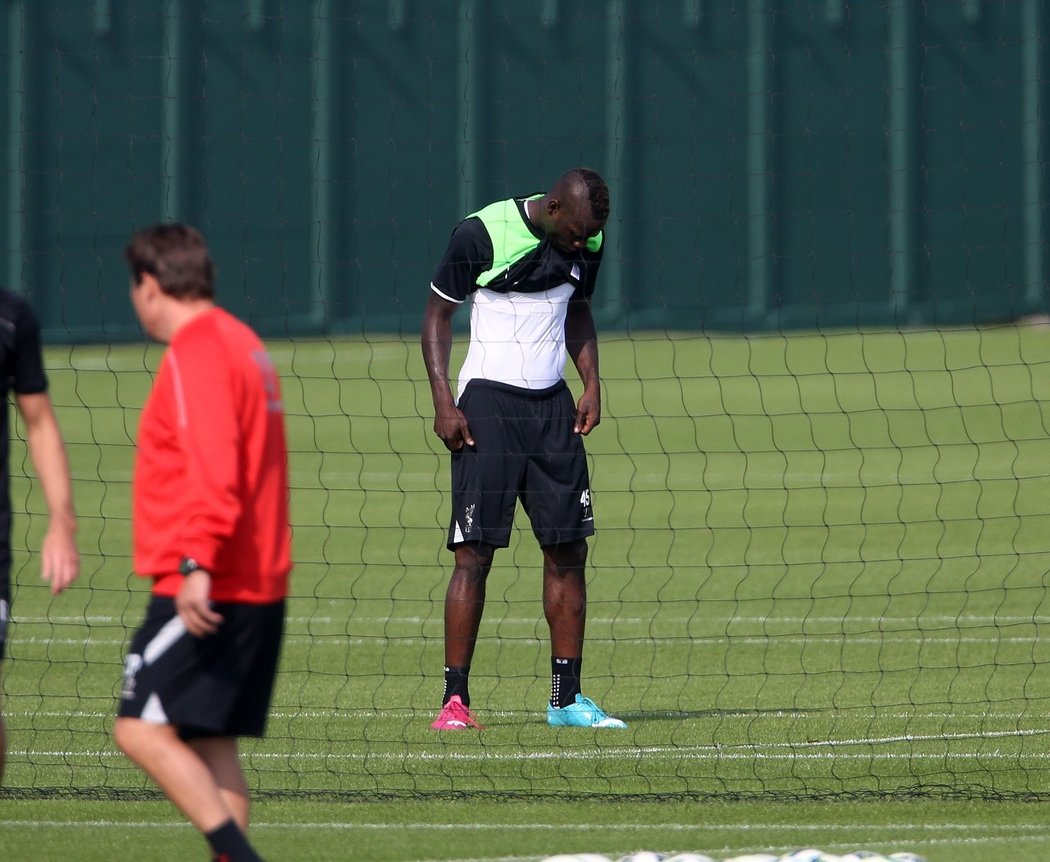 Mario Balotelli na tréninku Liverpoolu