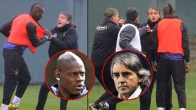 Tohle tomu divadlu chybělo! Kouč Manchesteru City Roberto Mancini se porval s přůšvihářem Mariem Balotellim.