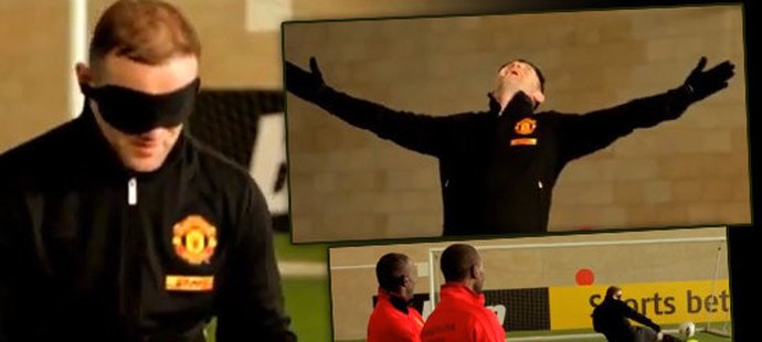 Wayne Rooney se dokázal trefit i poslepu, když ho sledovali legendy Manchesteru United z roku 1999 Andy Cole a Dwight Yorke