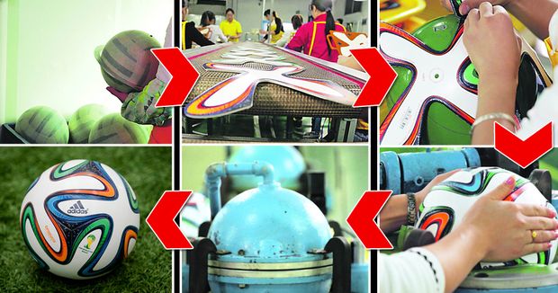 Takhle se vyrábí Brazuca - míč pro fotbalové mistrovství světa. Takhle se vyrábí Brazuca - míč pro fotbalové mistrovství světa.