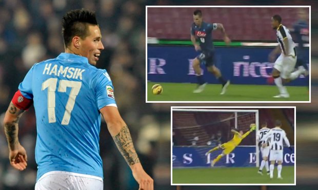 Slovák Marek Hamšík se v utkání s Udine blýskl parádní ranou