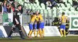 Hráči Opavy se radují z gólu proti Karviné