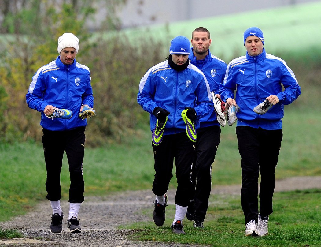 Milan Petržela, Radim Řezník, David Bystroň a David Limberský na tréninku Plzně