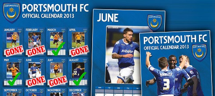 V roce 2013 budou fanoušci Portsmouthu sledovat na klubovém kalendáři převážně tváře fotbalistů, kteří už v klubu nepůsobí