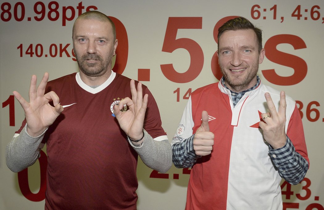 Takhle to dopadne. Legendy Sparty a Slavie Tomáš Řepka a Vladimír Šmicer před derby v redakci deníku Sport.