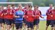 Čeští fotbalisté při tréninku na soustředění v Rakousku