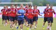 Čeští fotbalisté při tréninku na soustředění v Rakousku