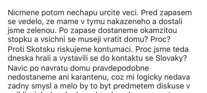 Reakce Jakuba Jankta na Instagramu na ukončení reprezentačního srazu