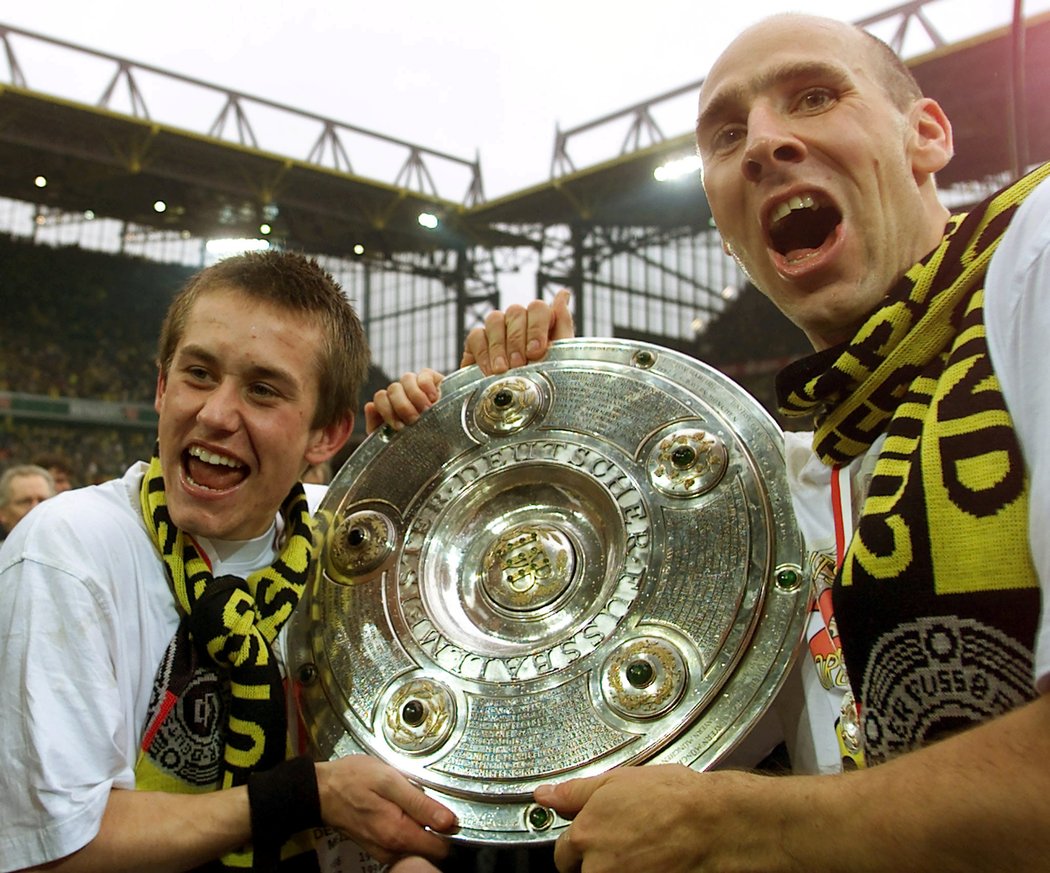 Tomáš Rosický a Jan Koller slaví titul Dortmundu