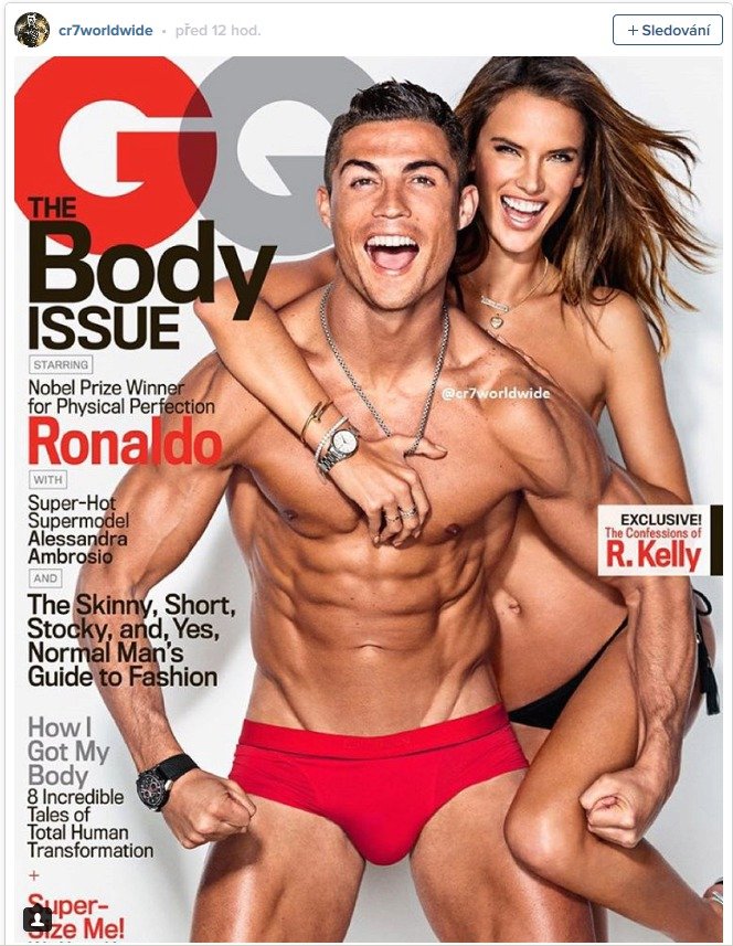 Ronaldo na titulní straně prestižního magazínu GQ řídí s italskou modelkou.