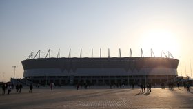 Stadion v Rostově na Donu, kde se odehraje fotbalové mistrovství světa 2018.