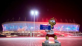 Stadion v Rostově na Donu, kde se odehraje fotbalové mistrovství světa 2018.