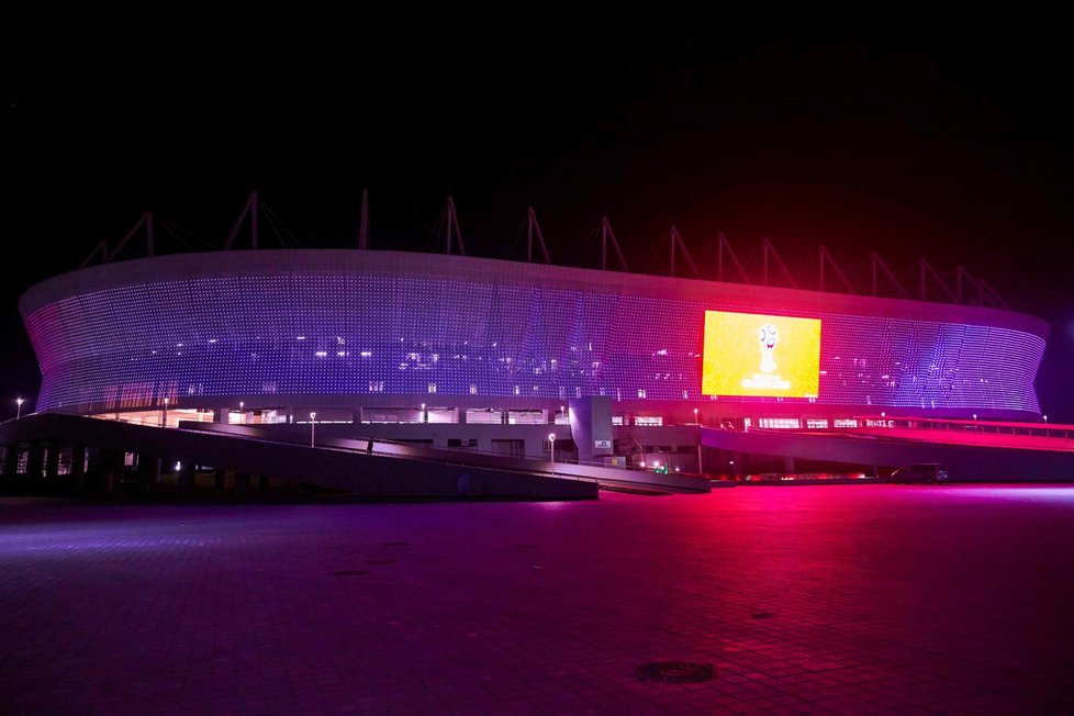 Stadion v Rostovu na Donu, kde se odehraje fotbalové mistrovství světa 2018.