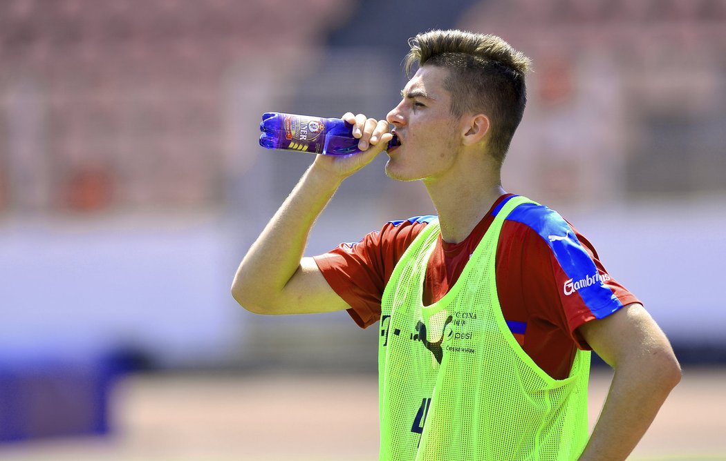 Patrik Schick na reprezentačním tréninku