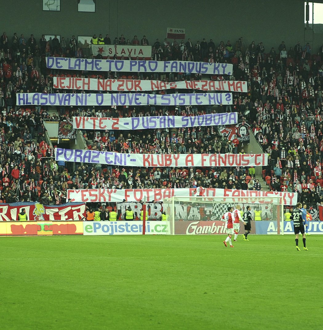 Fanoušci Slavie vyjádřili nesouhlas s budoucím herním modelem první ligy