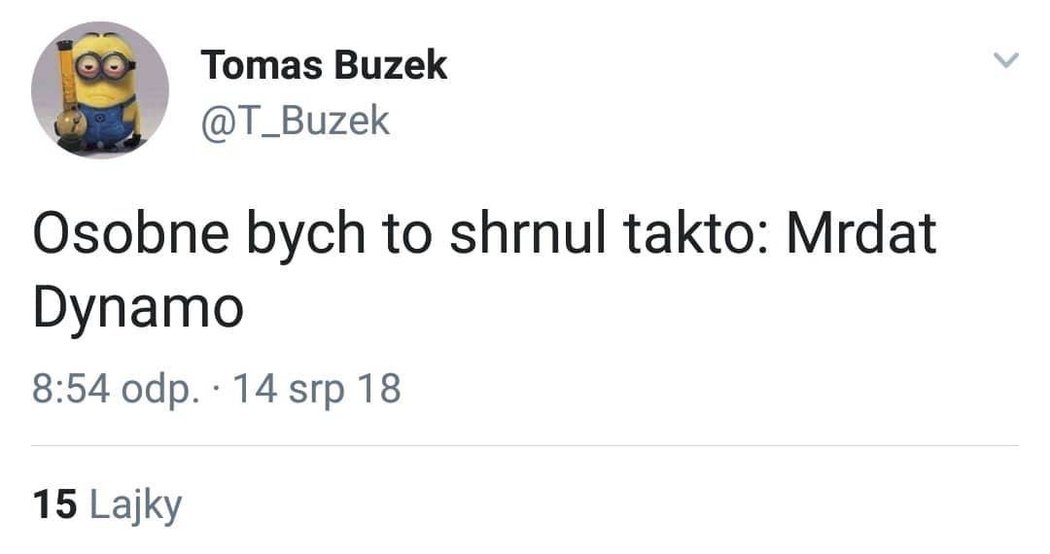 Člen představenstva Slavie Tomáš Buzek a jeho tweet po prohře s Dynamem Kyjev