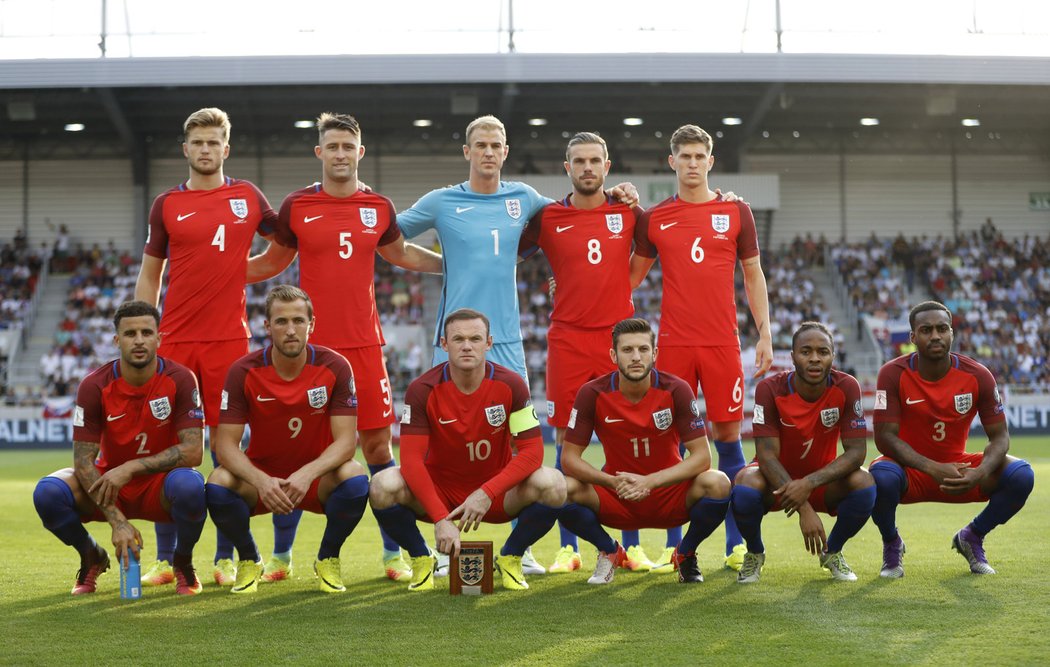 Základní sestava Anglie při utkání na Slovensku