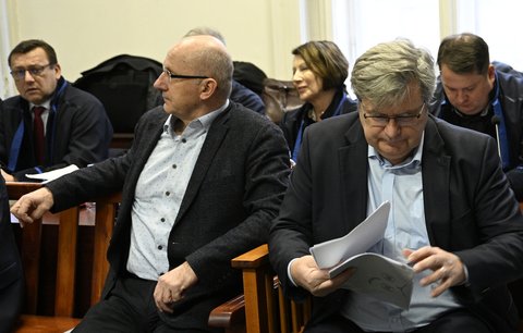 Předseda České unie sportu Miroslav Jansta (vpravo) u soudu