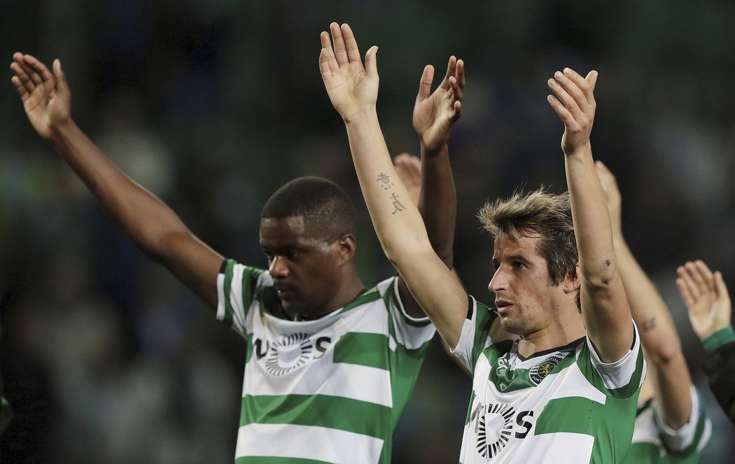 Fabio Coentrao a William Carvalho ze Sportingu Lisabon po postupu přes Astanu