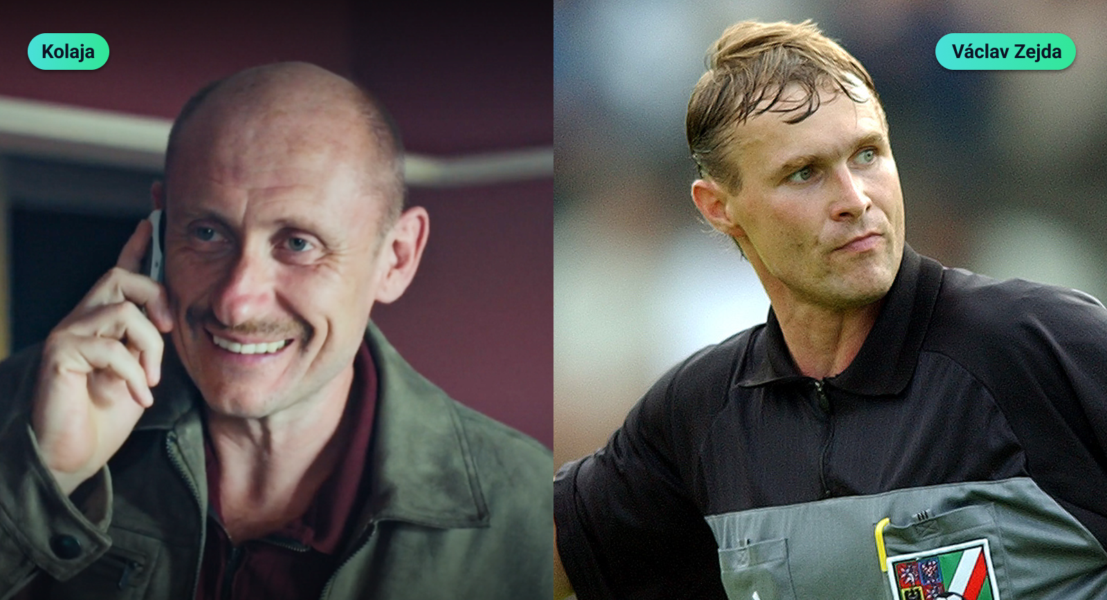 Seriál Štěstíčku naproti a fotbalová realita: Rozhodčí Kolaja a Václav Zejda Seriál Štěstíčku naproti a fotbalová realita: Rozhodčí Kolaja a Václav Zejda