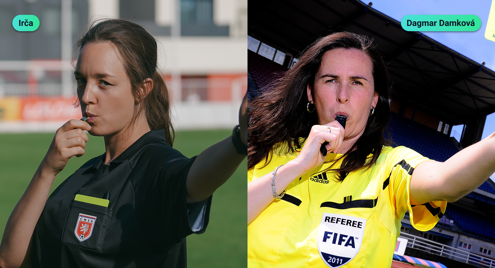 Seriál Štěstíčku naproti a fotbalová realita: Rozhodčí Irča Irmanová a Dagmar Damková Seriál Štěstíčku naproti a fotbalová realita: Rozhodčí Irča Irmanová a Dagmar Damková
