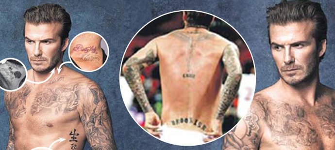 Spočítejte všechna tetování Davida Beckhama! Za 34 obrázků utratil přes 2 miliony korun.