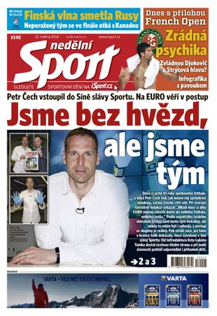 Titulní strana nedělního vydání deníku Sport
