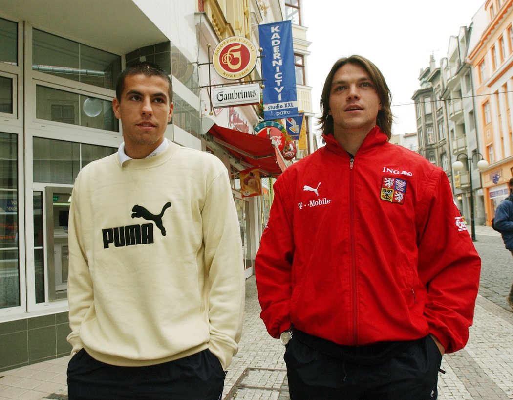Tomáš Ujfaluši s Milanem Barošem na procházce při reprezentačním srazu