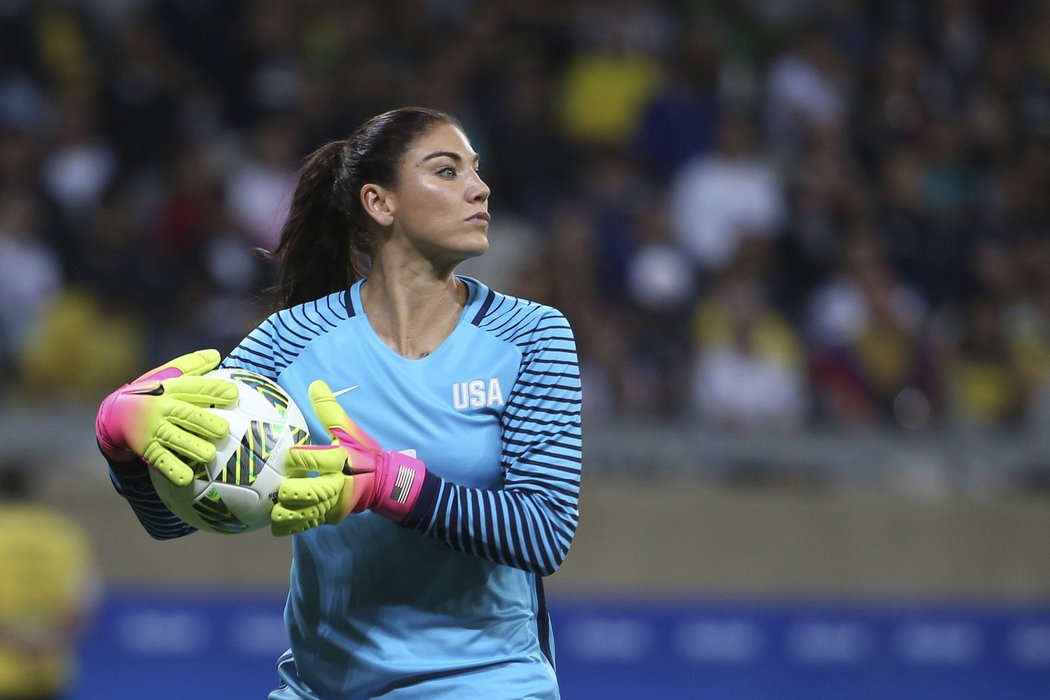 Brankářka USA Hope Solo na začátku olympijského turnaje