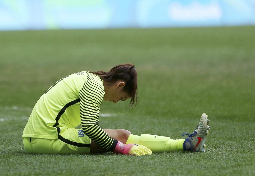 Brankářka Hope Solo po vyřazení na olympijském turnaji