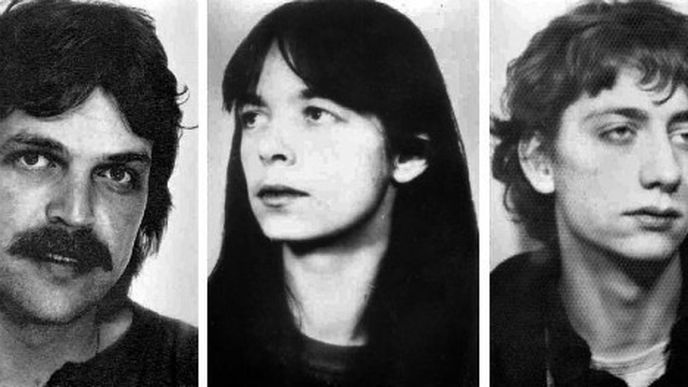 Bývalí němečtí teroristé, dnes lupiči (zleva): Volker Staub, Daniela Kletteová a Burkhard Garweg