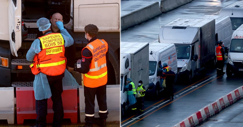 Řidiči kamionů na hranici mezi Británií a Francií se začali hromadně testovat, na místo dorazilo 10 000 testů