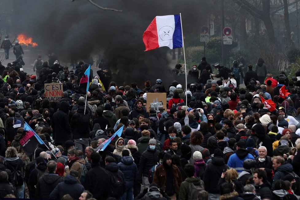 Demonstrace proti důchodové reformě ve Francii (28.3.2023)