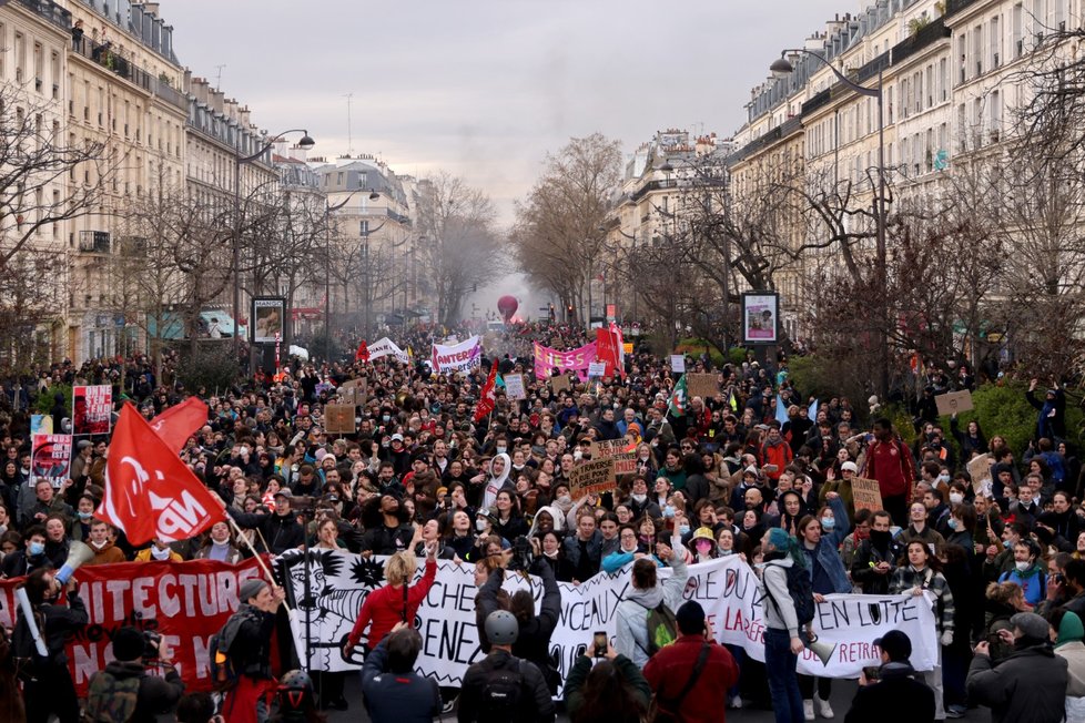 Demonstrace proti důchodové reformě ve Francii (28.3.2023)