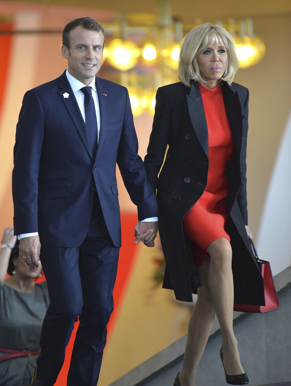 Francouzský prezident Emmanuel Macron s manželkou Brigitte v Jerevanu, (11. 10. 2018).