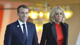 Francouzský prezident Emmanuel Macron s manželkou Brigitte v Jerevanu, (11.10.2018).