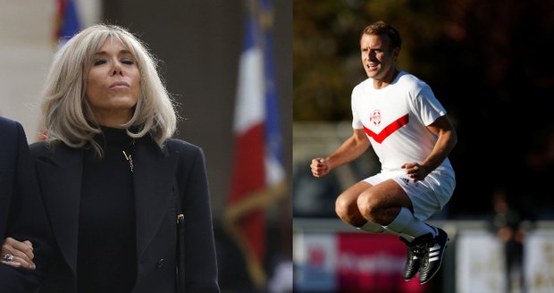 Macron „řádil“ na fotbalovém hřišti, z tribuny mu fandila manželka Brigitte v botaskách